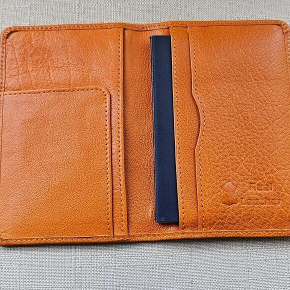 Genuine Leather Passport Holder Handmade Wallet Bifold Mustard Yellow Cardholder - Picture 12 of 12